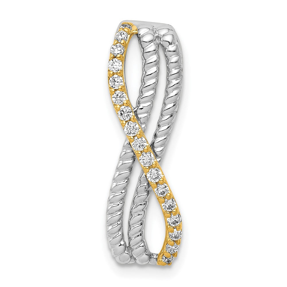 14k Two-tone 1/5ct. Diamond Fancy Twisted and Braided Chain Slide