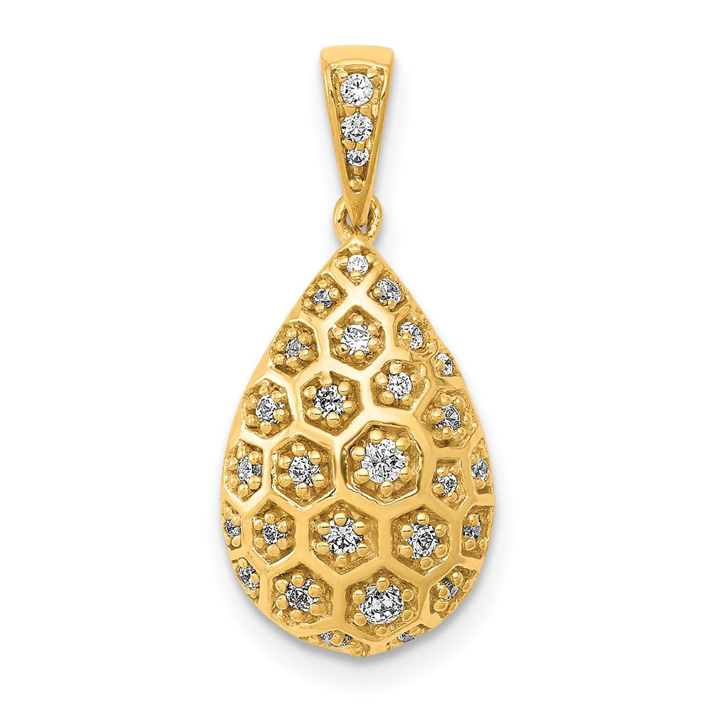 14k 1/5ct. Diamond Teardrop Honeycomb Chain Slide