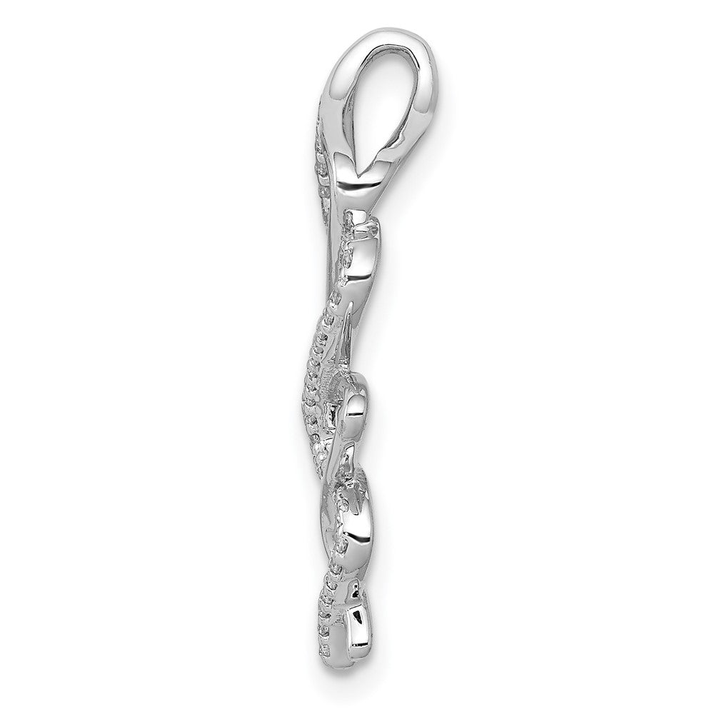 14k White Gold 1/6ct. Diamond Polished Fancy Twisted Chain Slide
