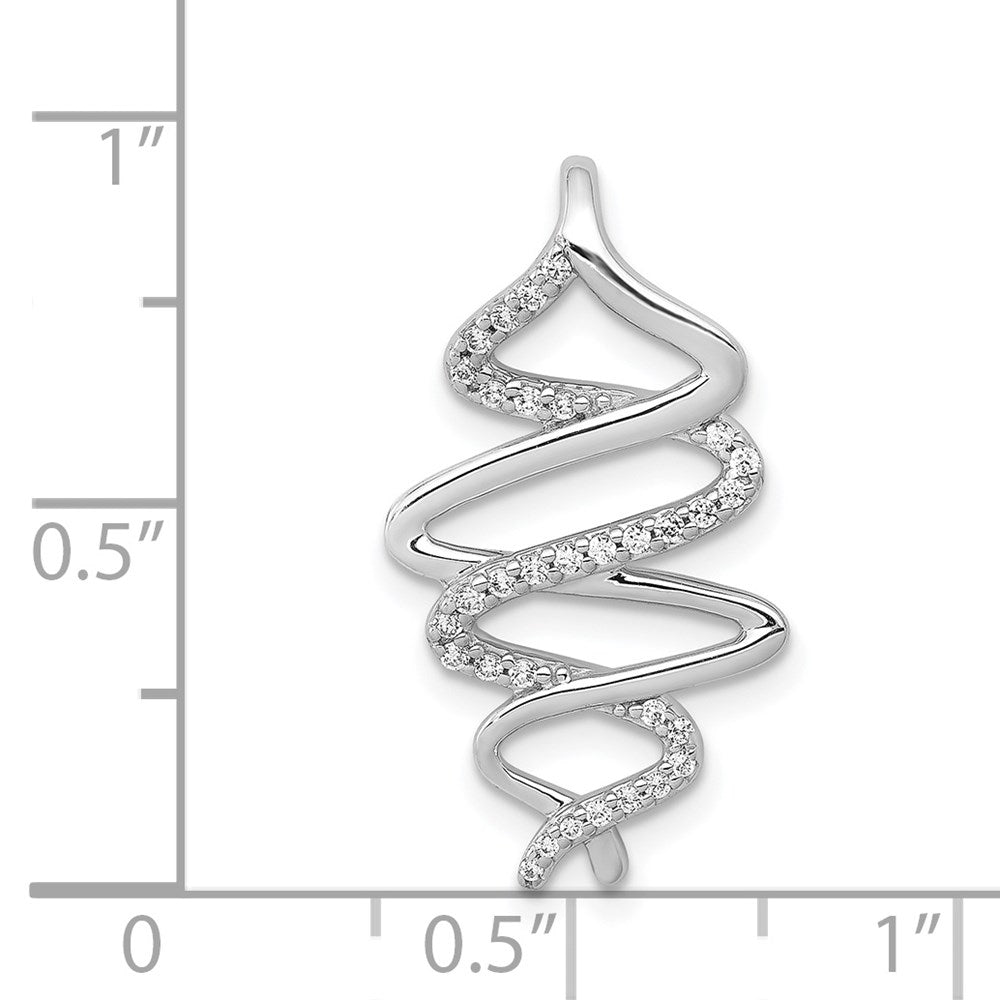 14k White Gold 1/6ct. Diamond Polished Fancy Twisted Chain Slide