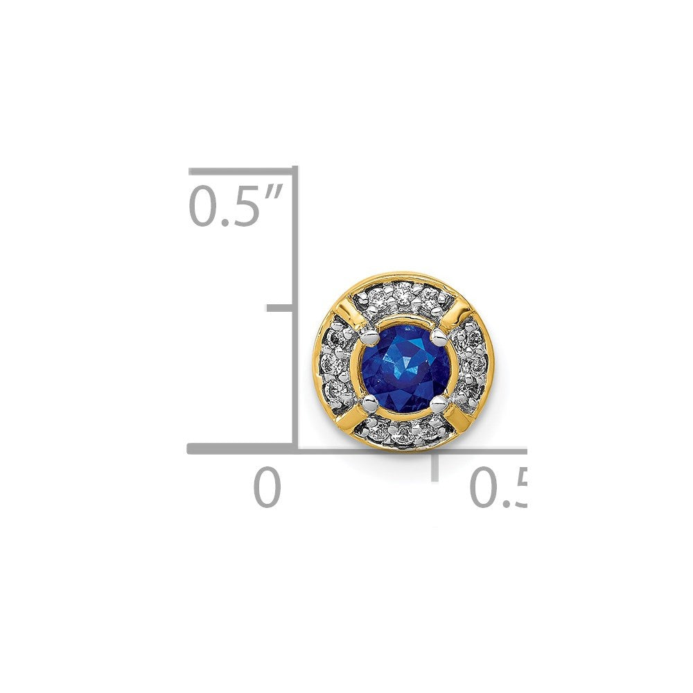 14k 1/15ct. Diamond and .25 Sapphire Fancy Chain Slide