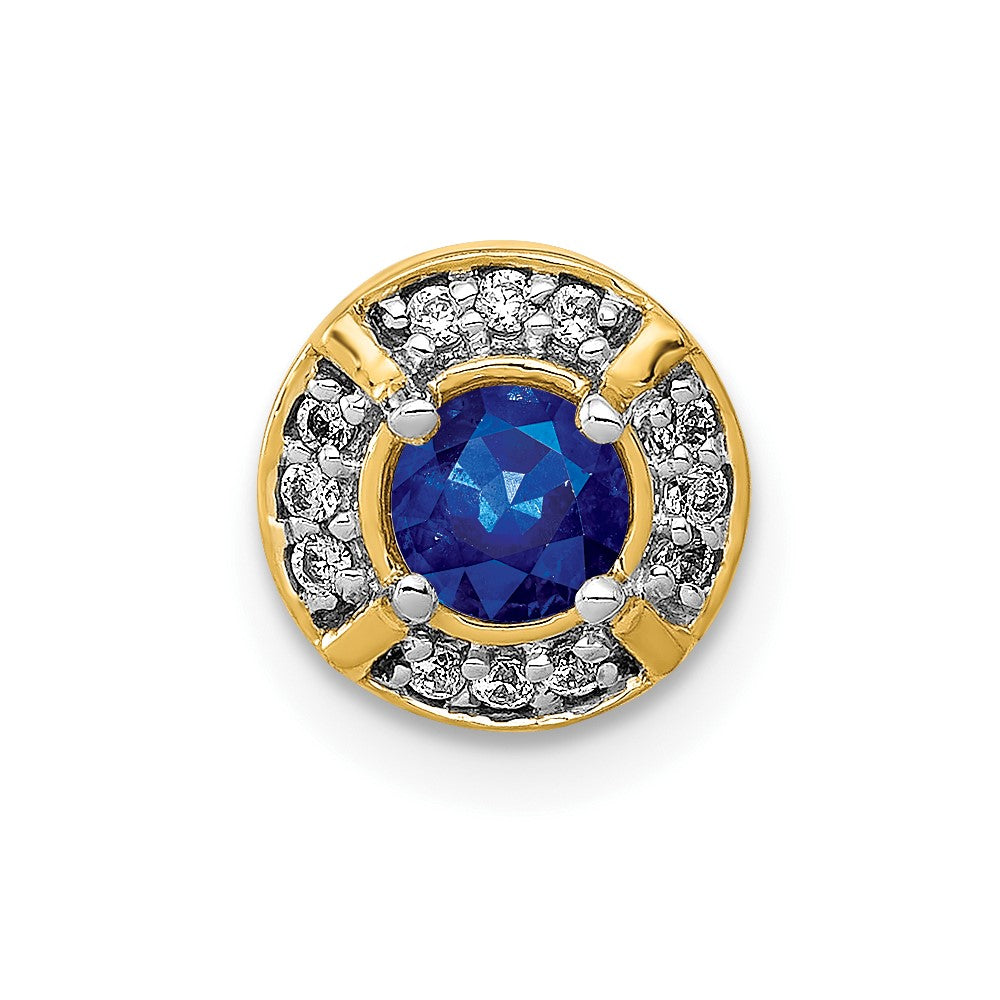 14k 1/15ct. Diamond and .25 Sapphire Fancy Chain Slide