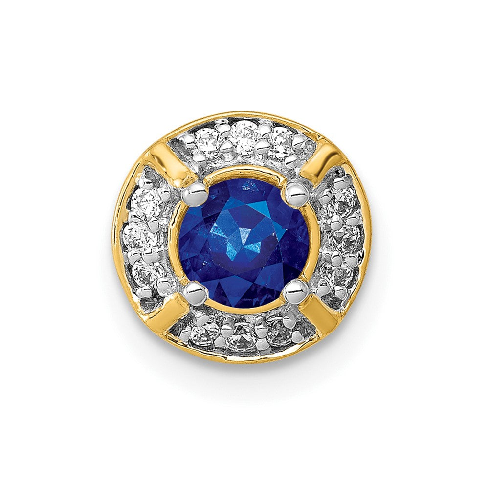 14k 1/10ct. Diamond and .33 Sapphire Fancy Chain Slide