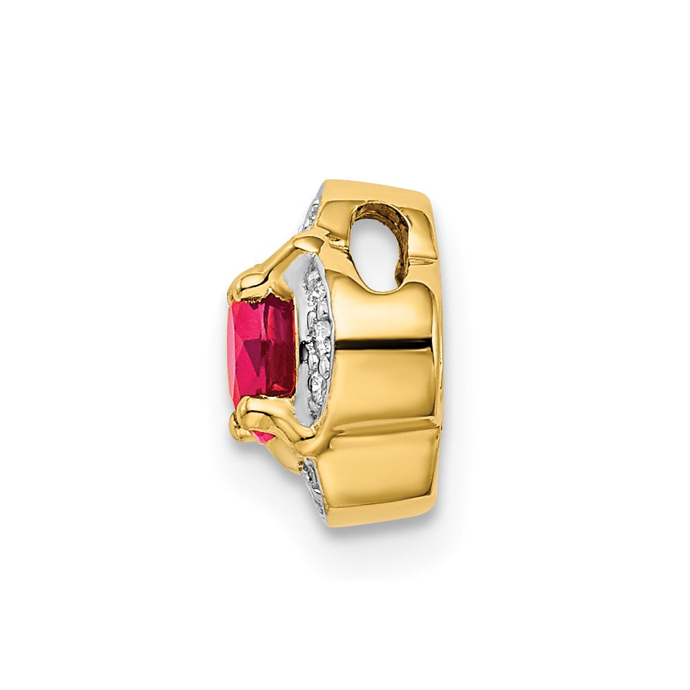 14k Diamond and .33 Ruby Fancy Chain Slide