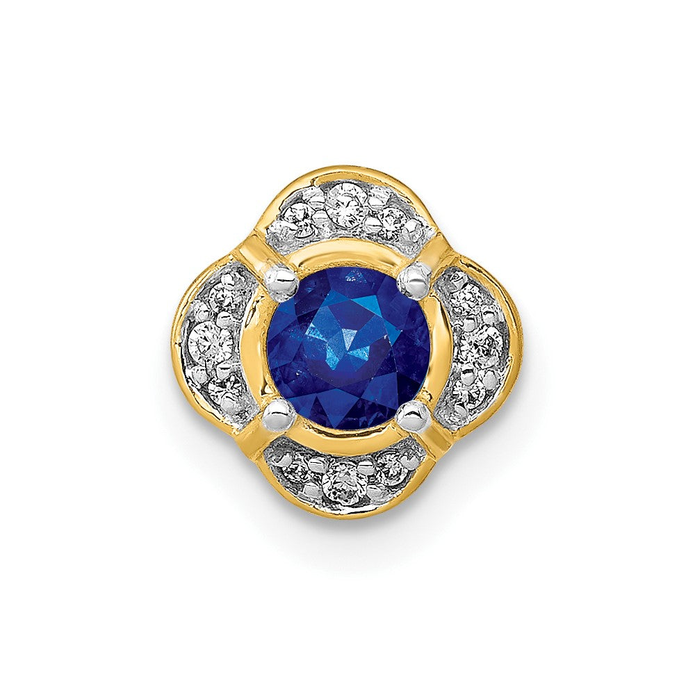 14k 1/20ct. Diamond and .25 Sapphire Fancy Chain Slide