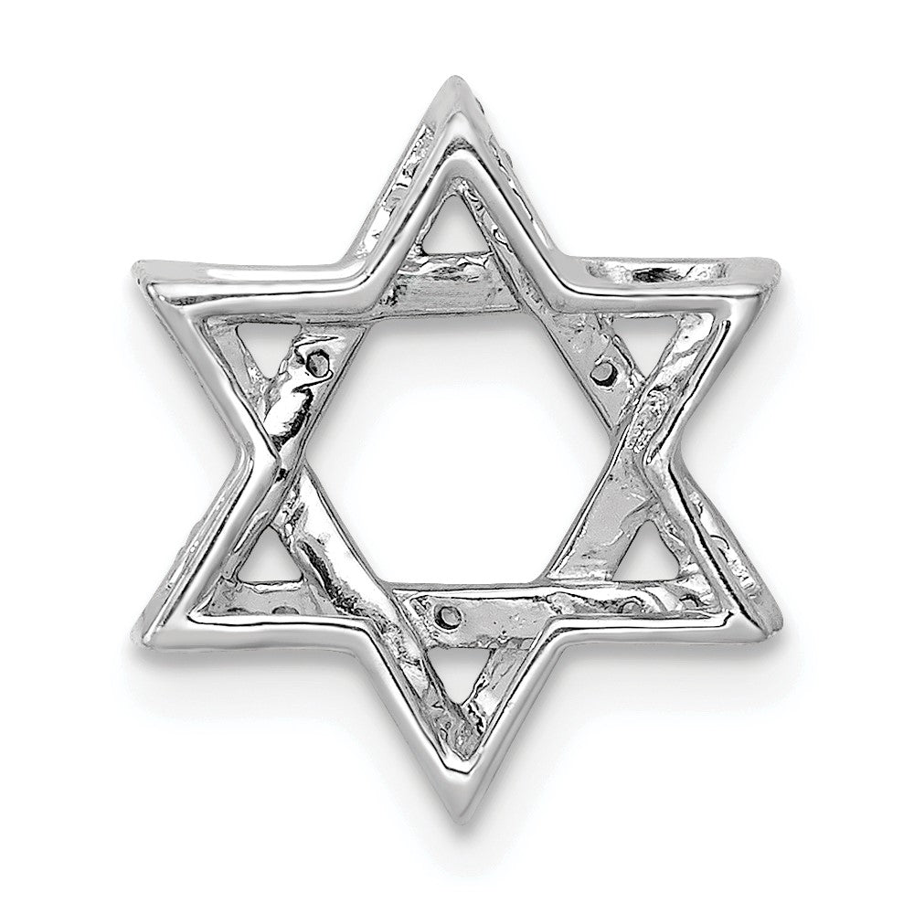 14k White Gold 1/10ct. Diamond Star of David Chain Slide