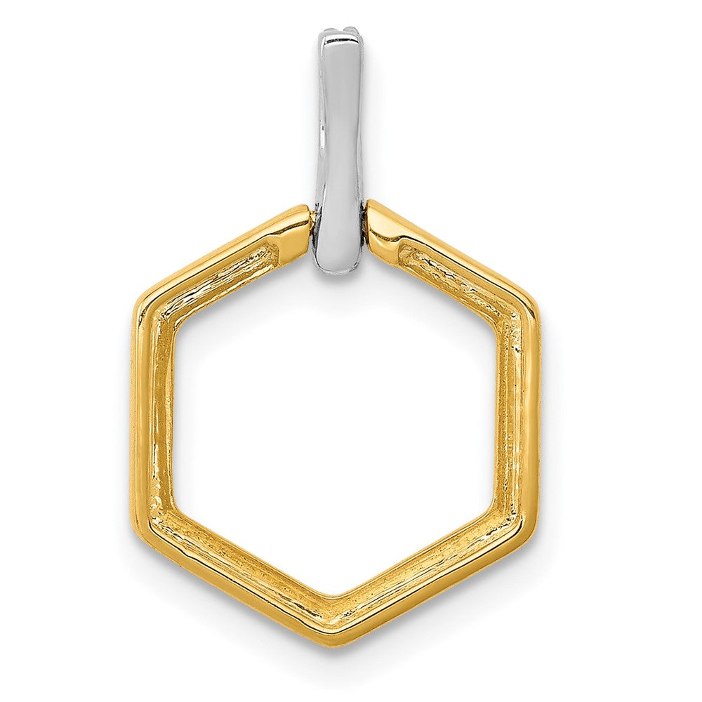 14k Two-tone 1/20ct. Diamond Fancy Hexagon Pendant
