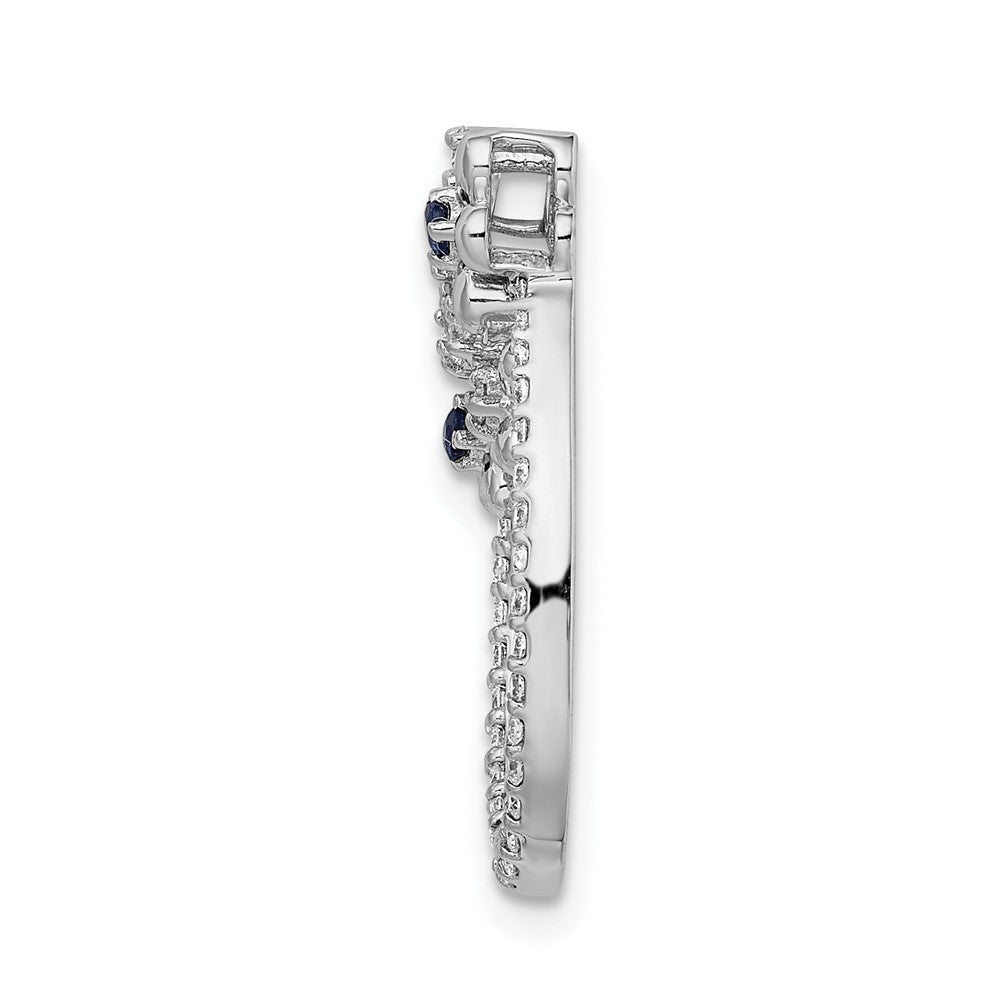 14k White Gold Diamond and Sapphire Flower Chain Slide