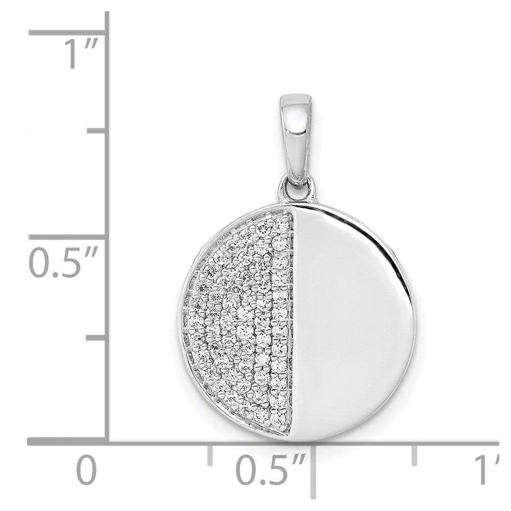 14k White Gold 1/4ct. Diamond Fancy Half and Half Circle Pendant