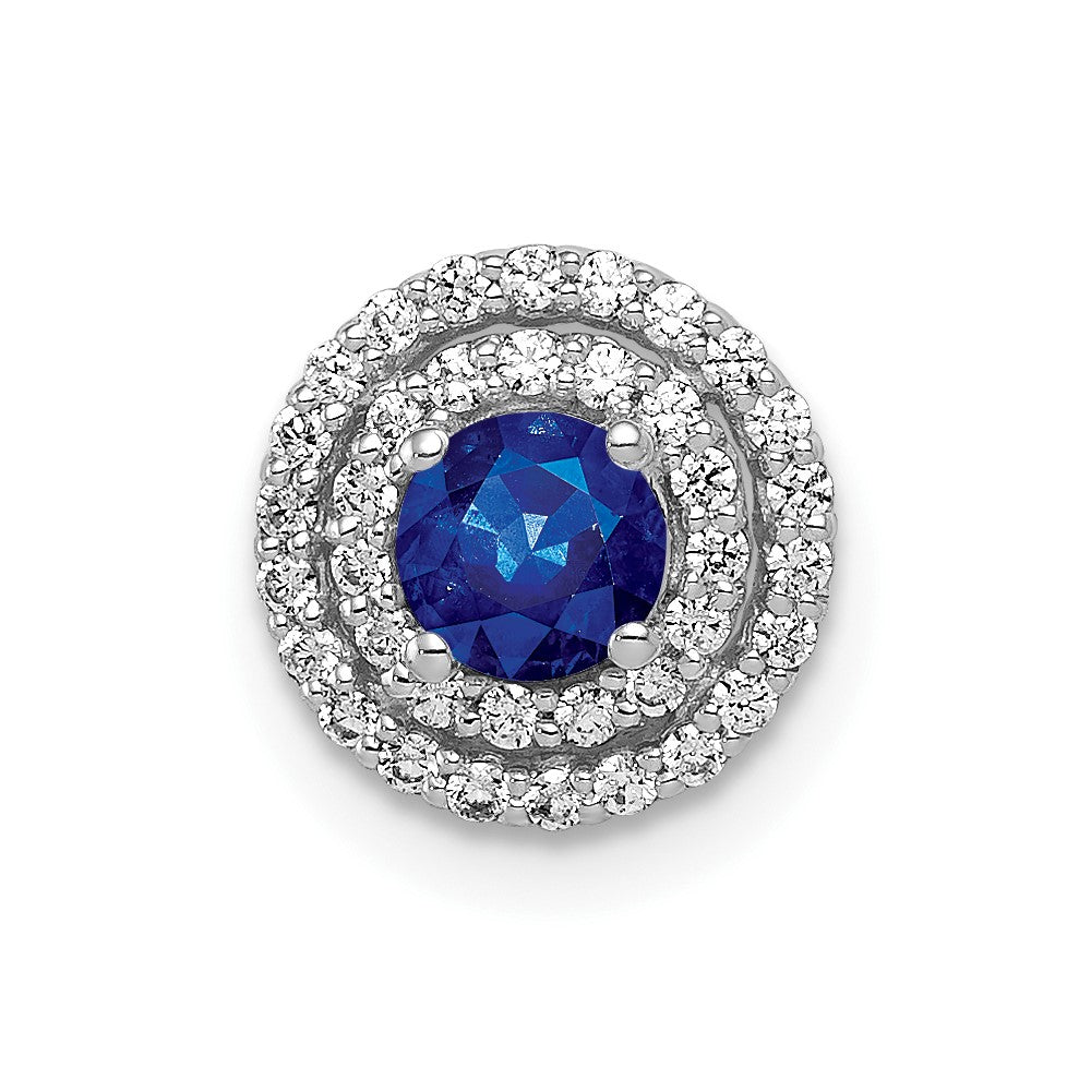 14k White Gold 1/5ct. Diamond and .25 Sapphire Chain Slide