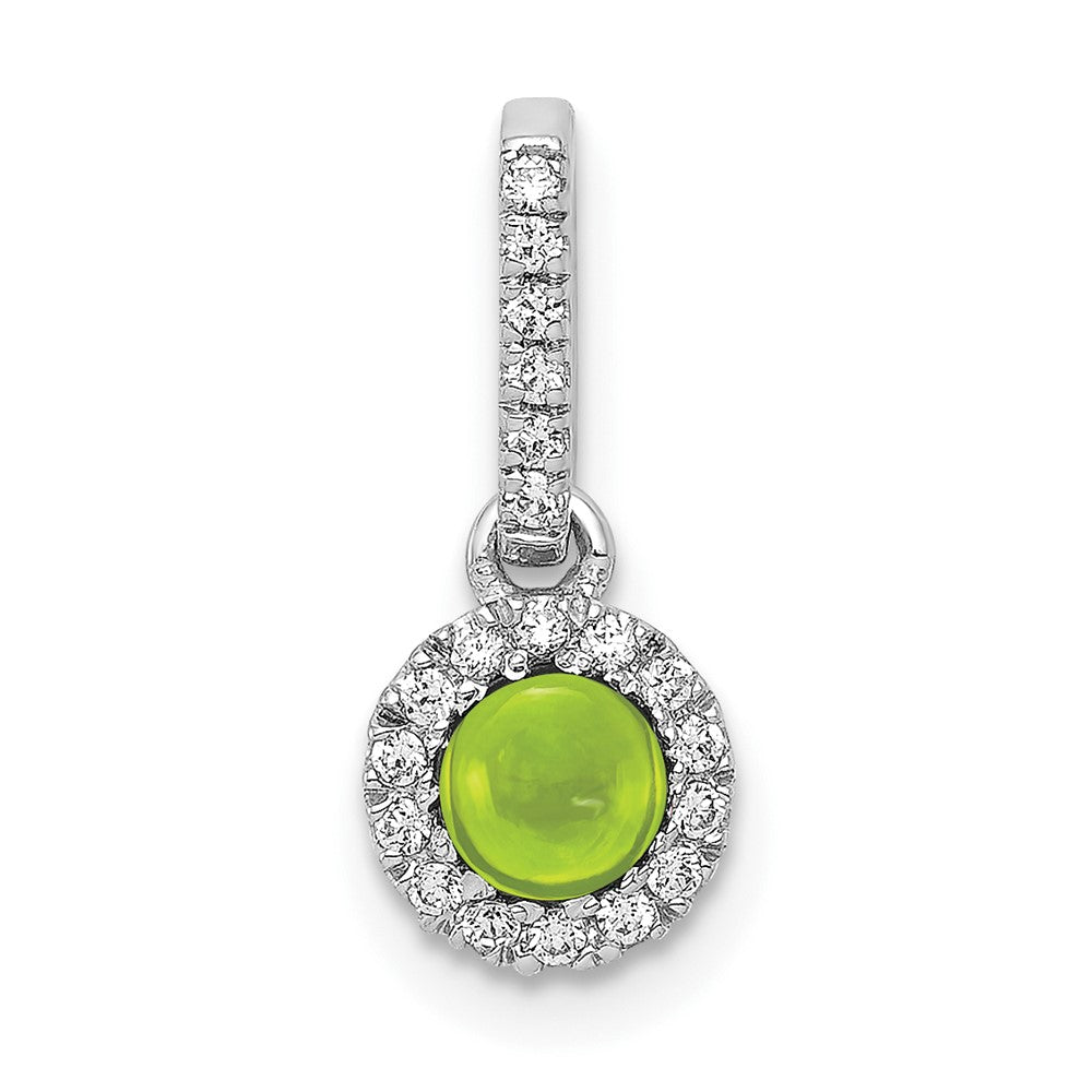 14k White Gold Diamond and Cabochon .47 Peridot Pendant