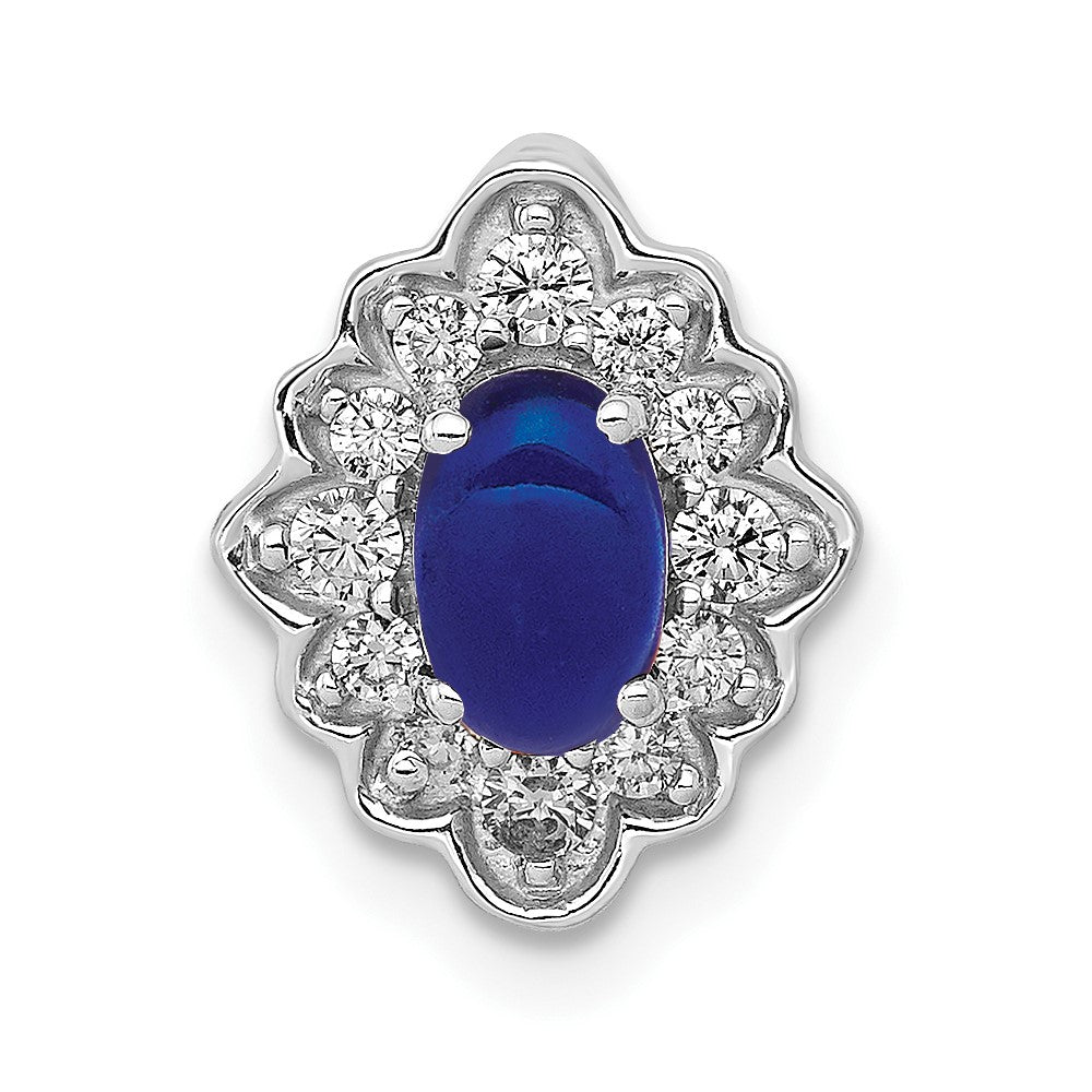 14k White Gold Fancy Diamond and Cabochon Sapphire Chain Slide