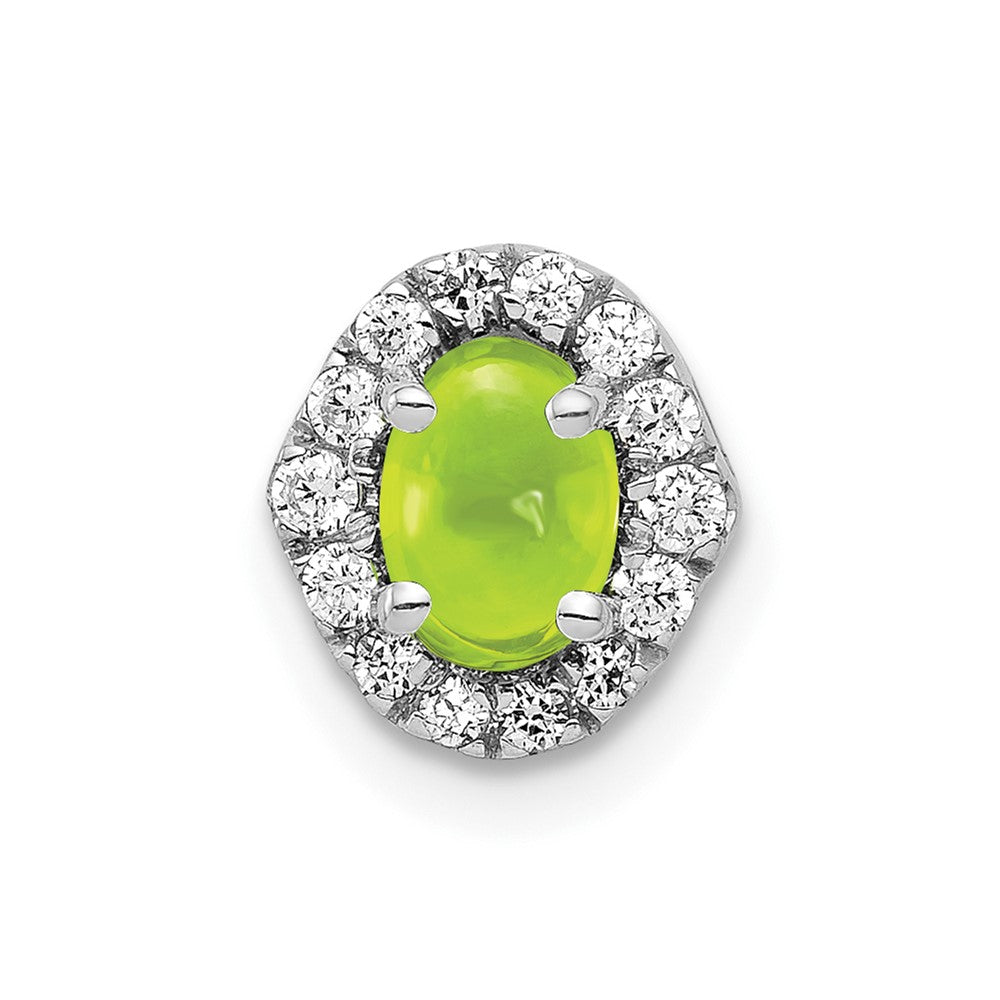 14k White Gold Diamond and Cabochon .78 Peridot Chain Slide