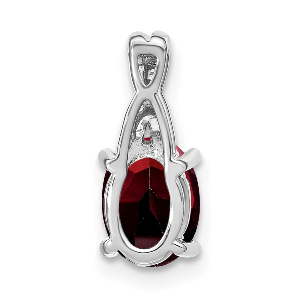 14k White Gold Oval Garnet and Diamond Pendant
