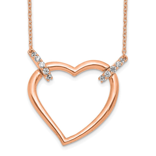 14k Rose Gold Diamond Heart 18 inch Necklace