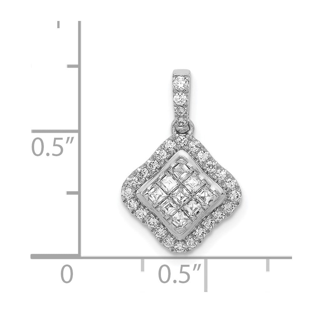 14k White Gold 1/2ct. Diamond Cluster Pendant