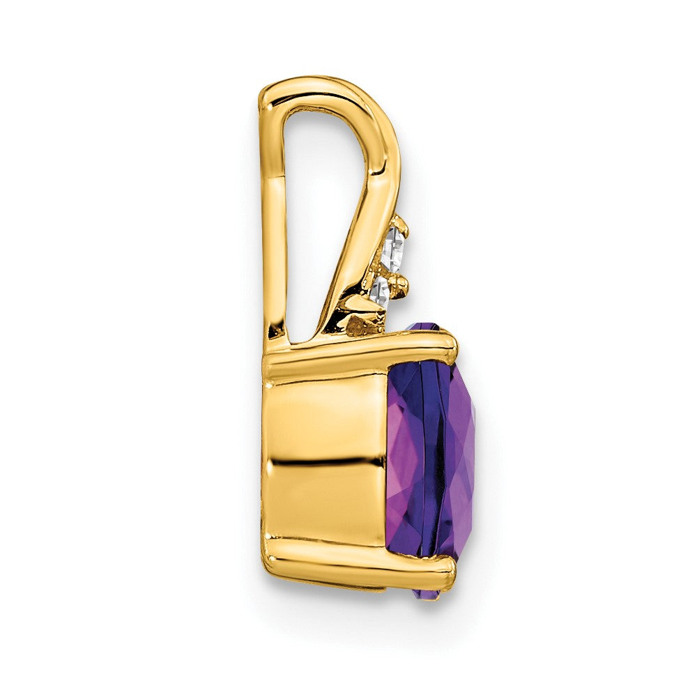 14k Checkerboard Amethyst and Diamond Pendant