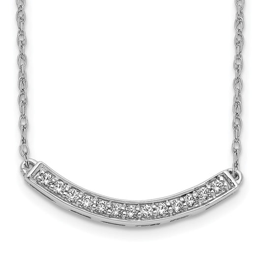 14k White Gold Diamond Curved Bar 18 inch Necklace