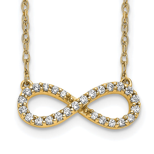 14K Yellow Gold Polished Diamond Infinity Symbol Necklace