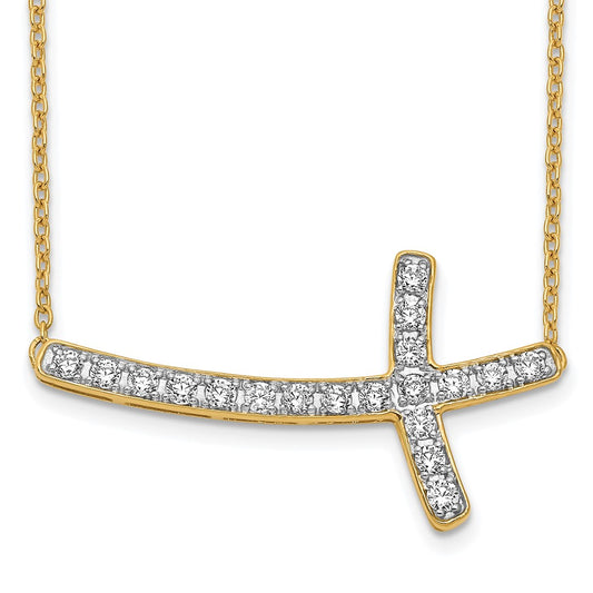 14k Diamond Sideways Cross 18in Necklace