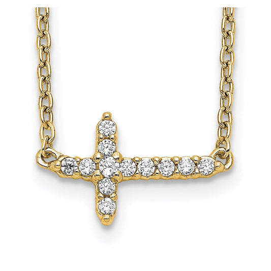 14k Diamond Sideways Cross 18in Necklace
