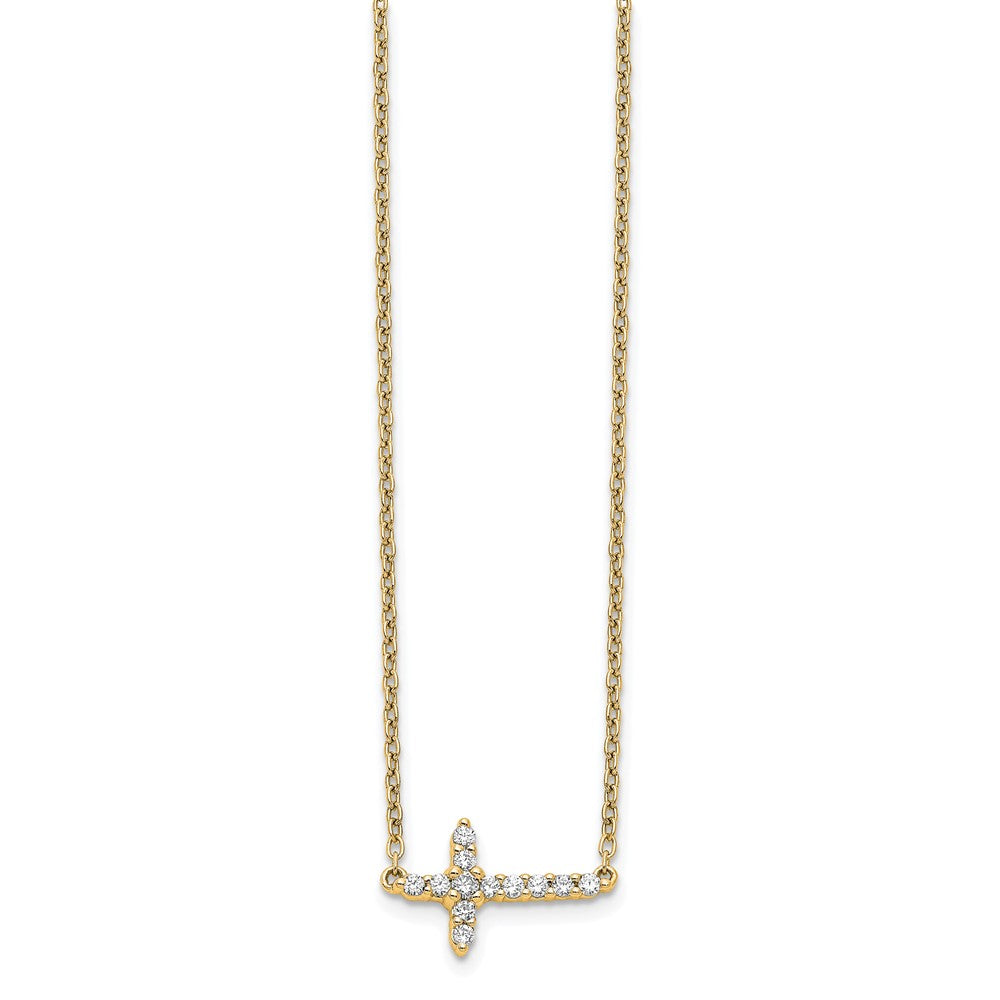 14k Diamond Sideways Cross 18in Necklace