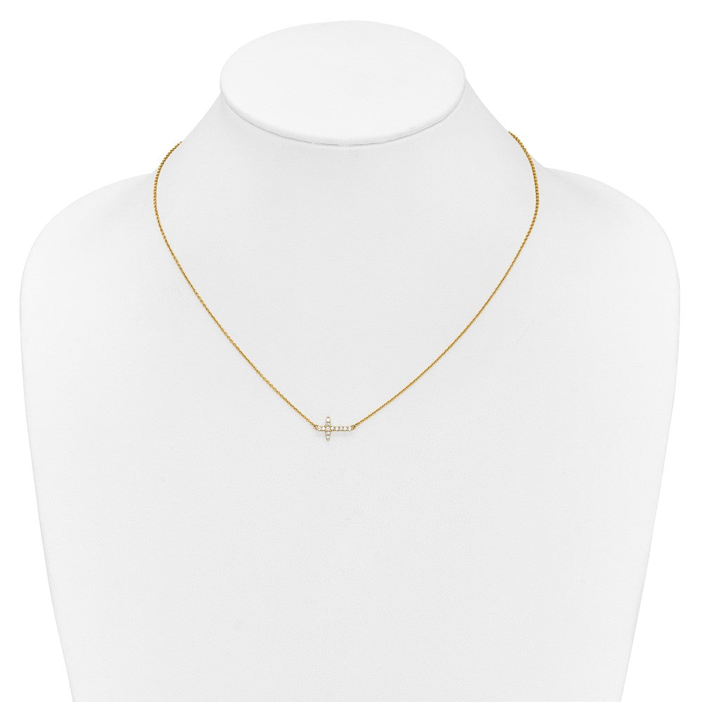 14k Diamond Sideways Cross 18in Necklace