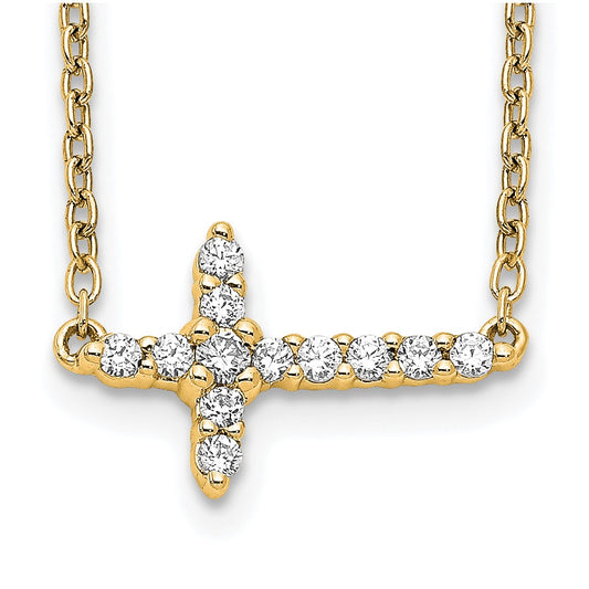 14k Diamond Sideways Cross 18in Necklace