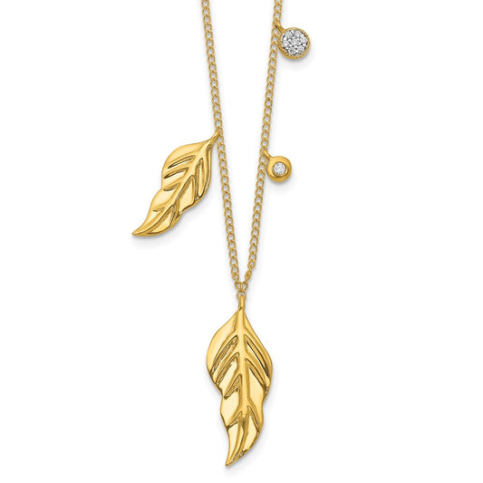 14k Diamond and Feathers 18 inch Necklace