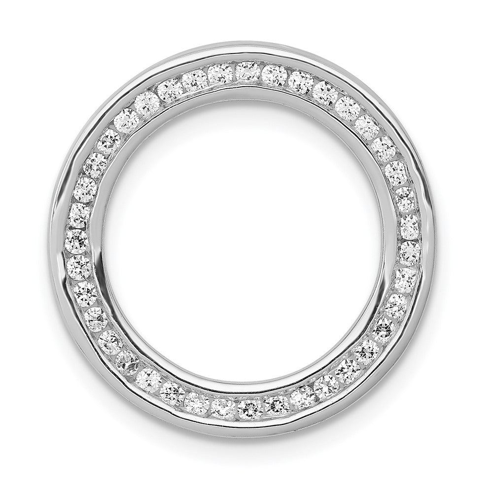 14k White Gold 3/8ct. Diamond Channel Set Large Circle Chain Slide