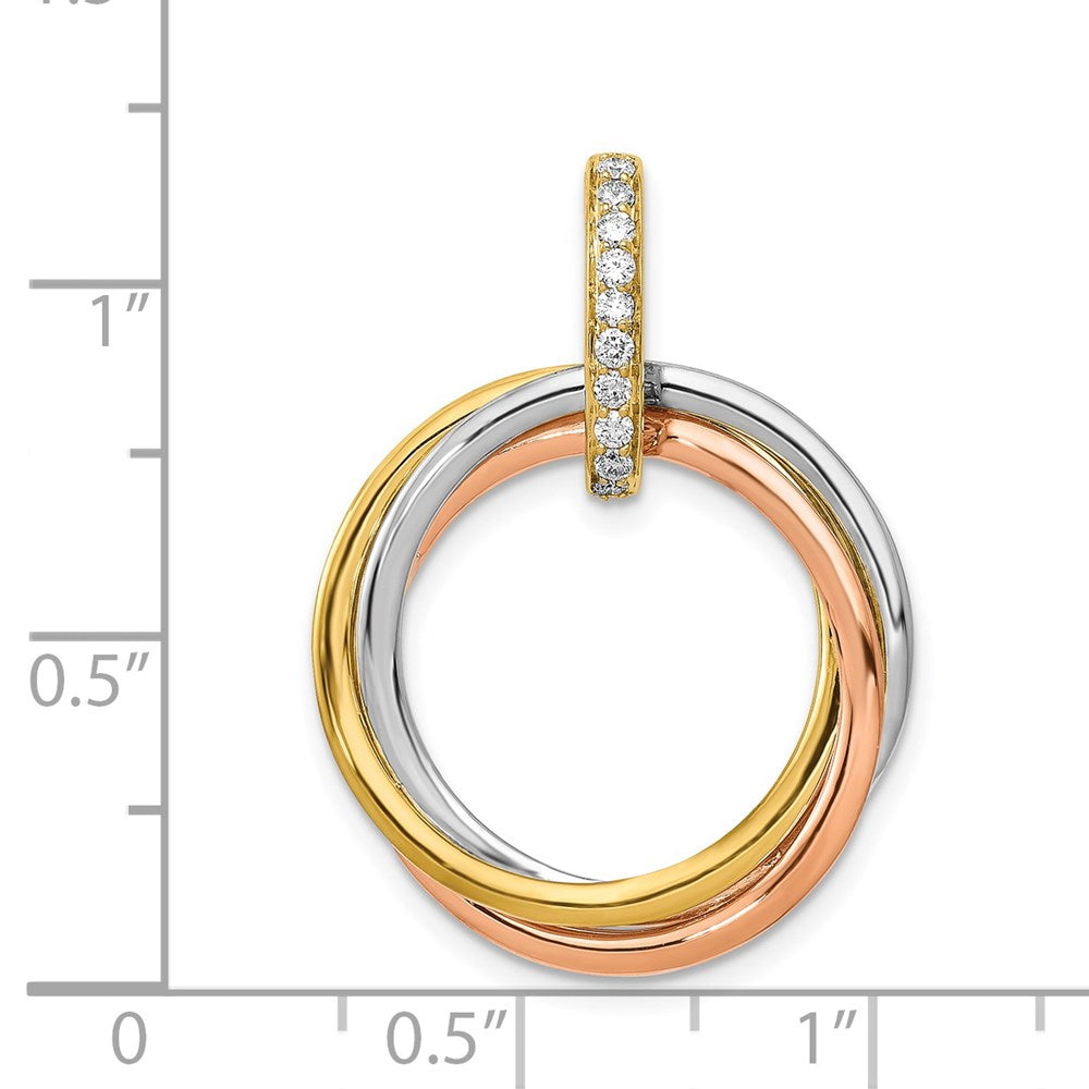 14k Tri-color 1/10ct. Diamond Intertwined Circles Pendant