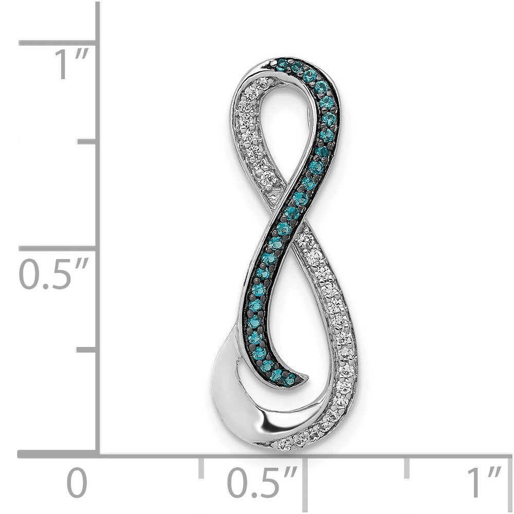 14k White Gold 1/5ct. Diamond/Blue Diamond Infinity Chain Slide