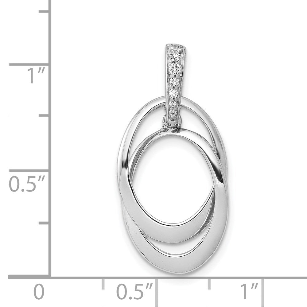 14k White Gold 1/20ct. Diamond Double Oval Pendant
