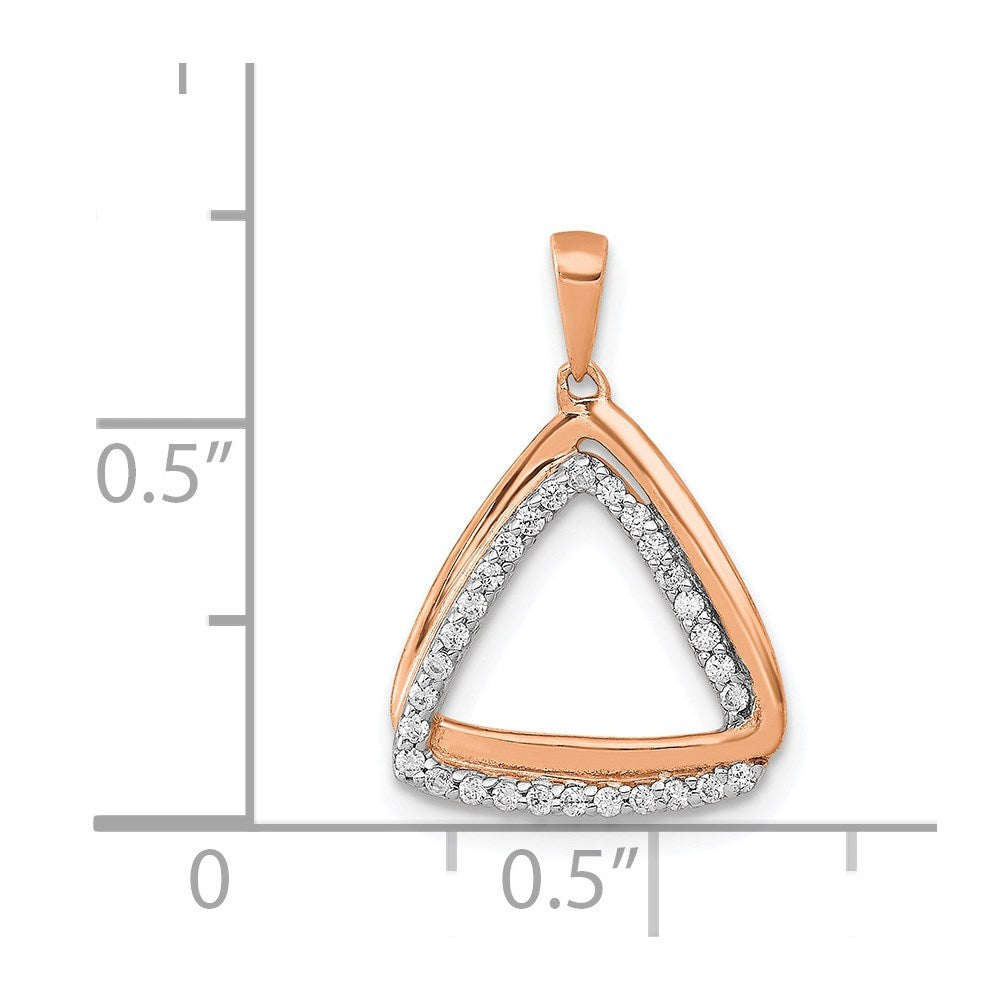 14k Rose Gold 1/6ct. Diamond Double Triangle Pendant