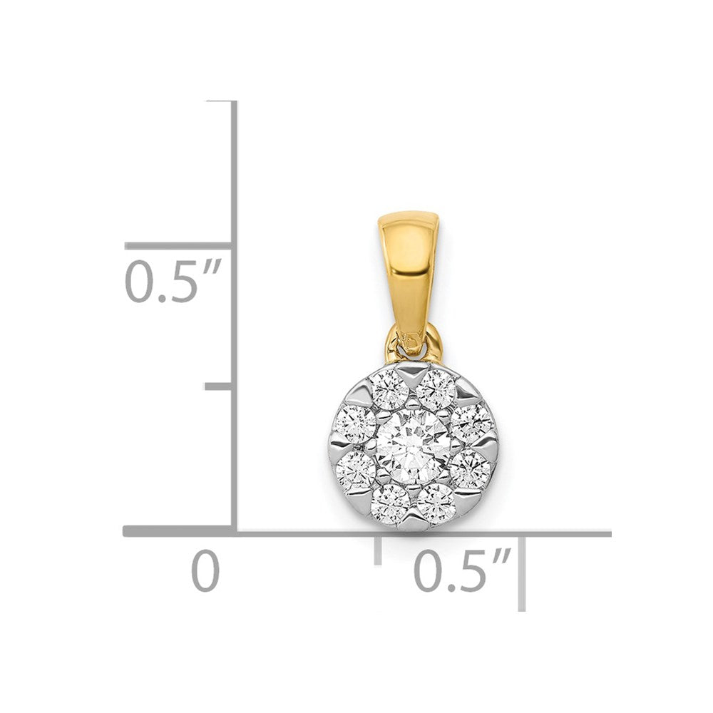 14k Yellow Gold 1/3ct. Diamond Circle Cluster Pendant