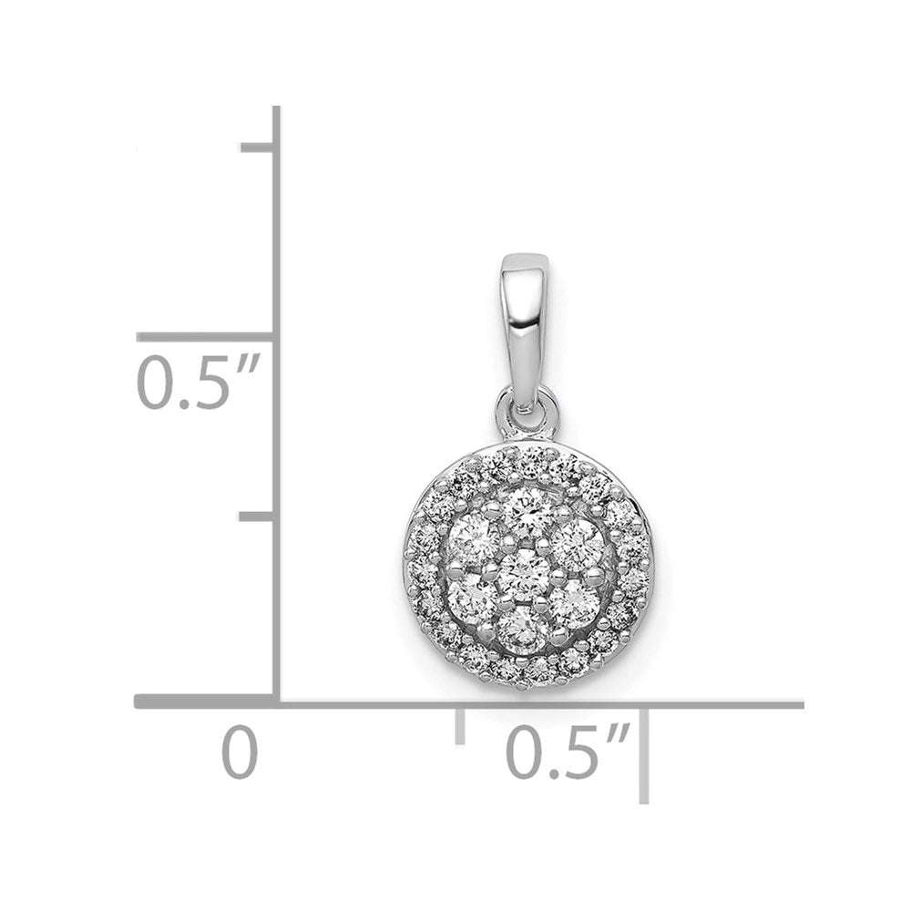 14k White Gold 1/4ct. Diamond Round Halo Cluster Pendant