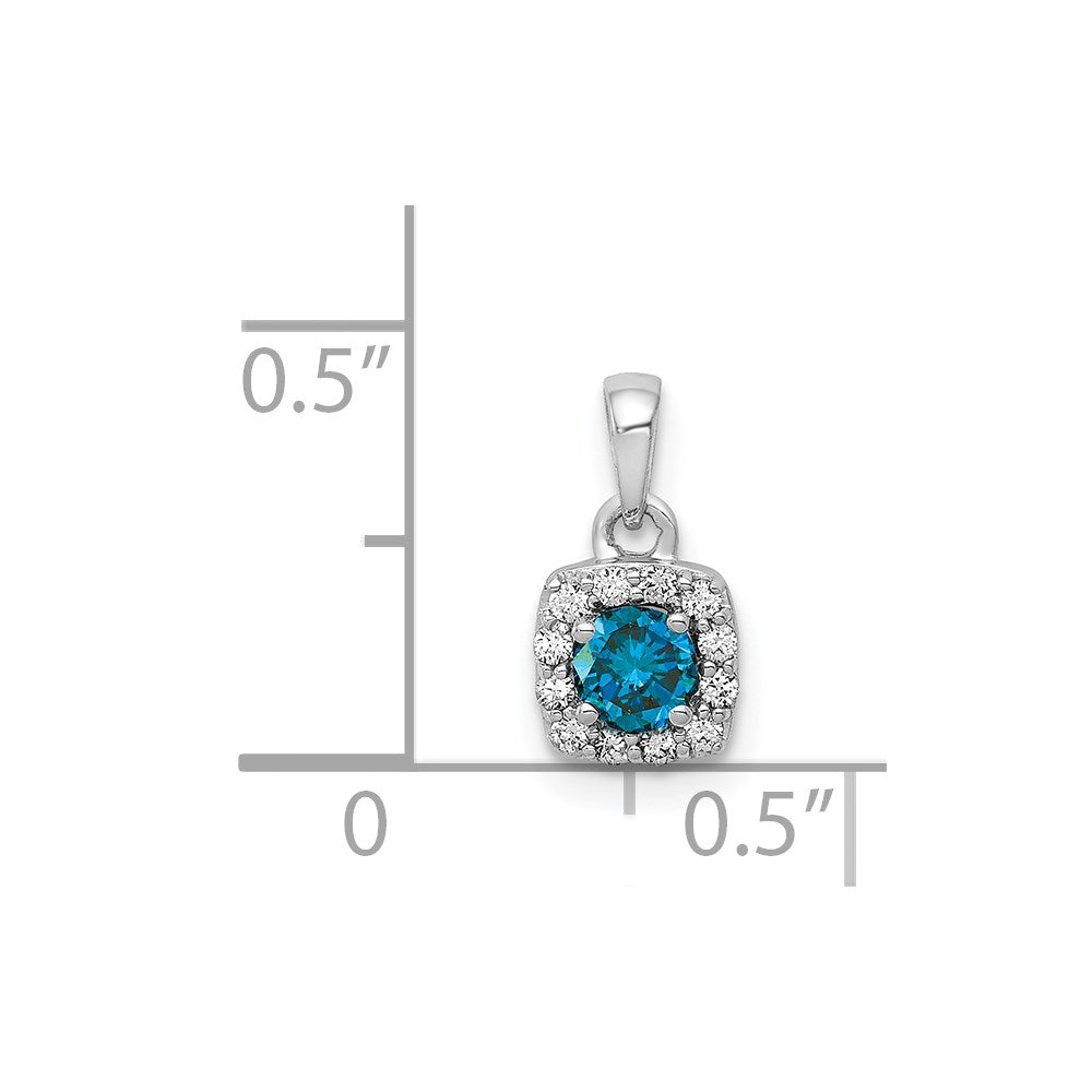 14k White Gold 1/3ct. Blue/White Diamond Square Pendant