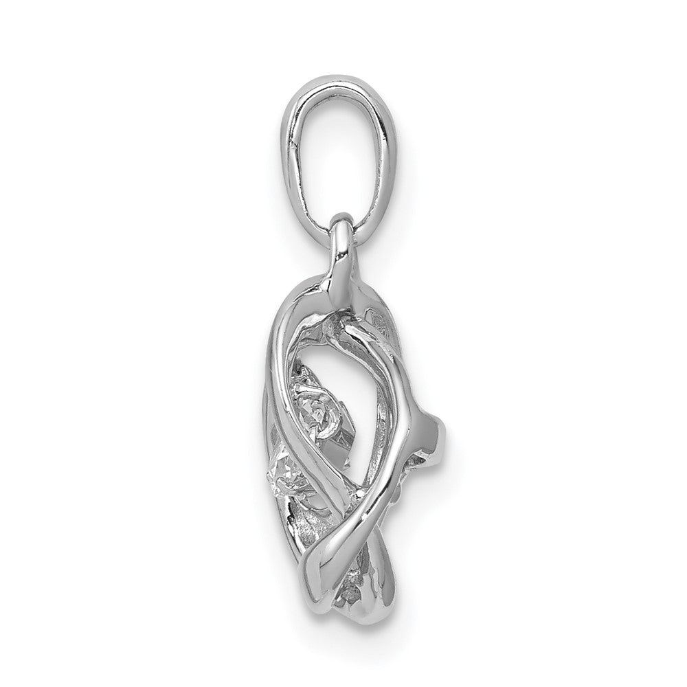 14k White Gold 1/4ct. Vibrant Diamond Intertwined Rings Pendant