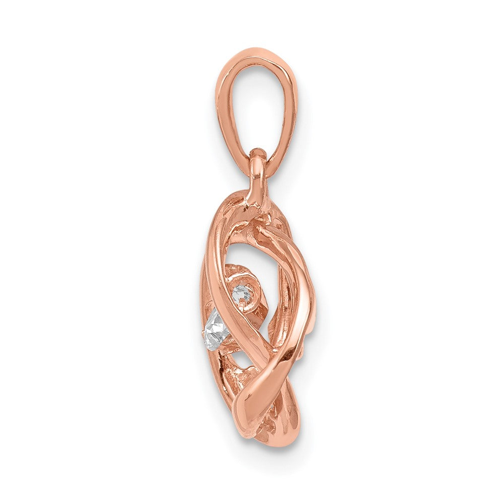 14k Rose Gold 1/5ct. Vibrant Diamond Intertwined Rings Pendant