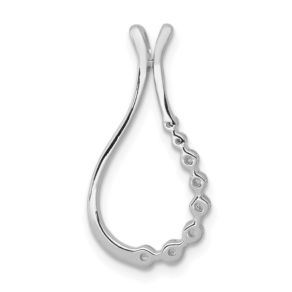 14k White Gold 1/5ct. Diamond Polished Teardrop Chain Slide