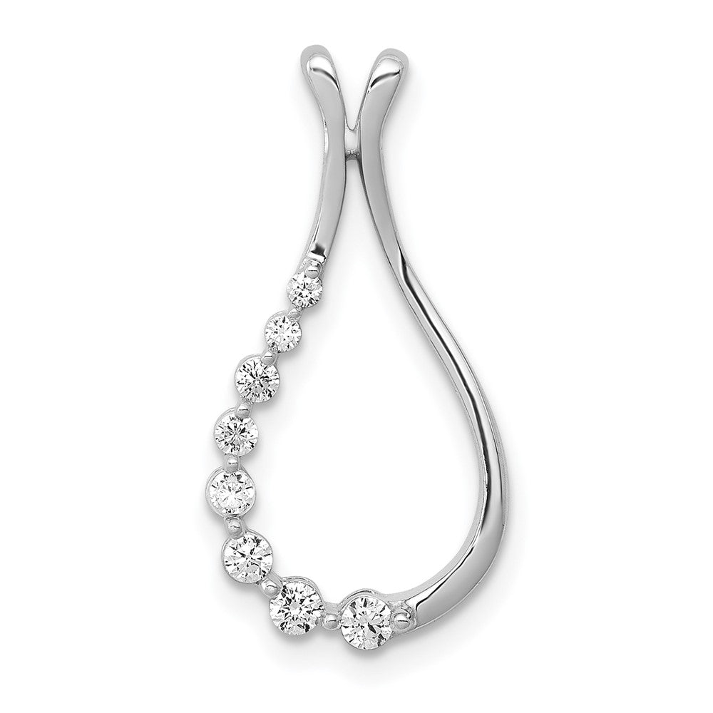 14k White Gold 1/5ct. Diamond Polished Teardrop Chain Slide