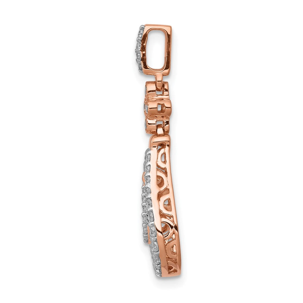 14k Rose Gold 1/3ct. Diamond Double Teardrop Dangle Pendant