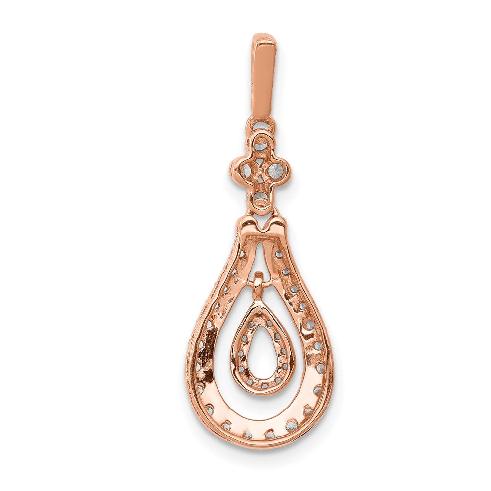 14k Rose Gold 1/3ct. Diamond Double Teardrop Dangle Pendant