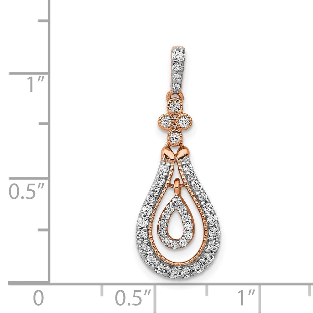 14k Rose Gold 1/3ct. Diamond Double Teardrop Dangle Pendant