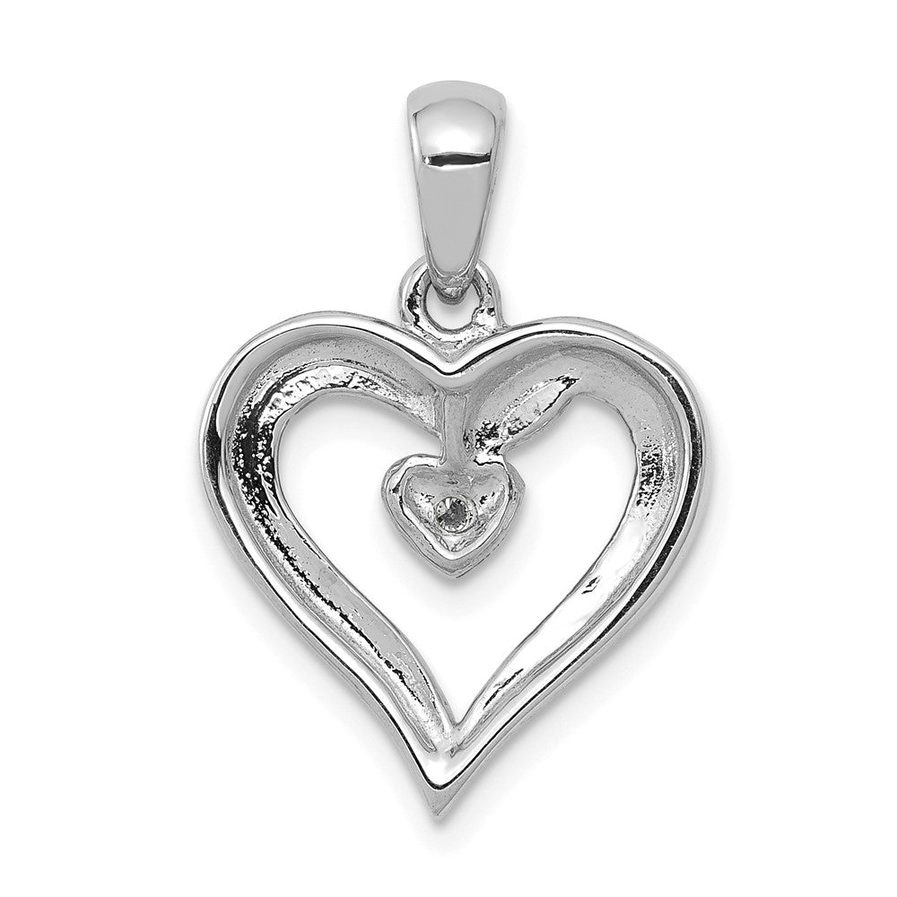 14k White Gold AA Diamond Heart Pendant