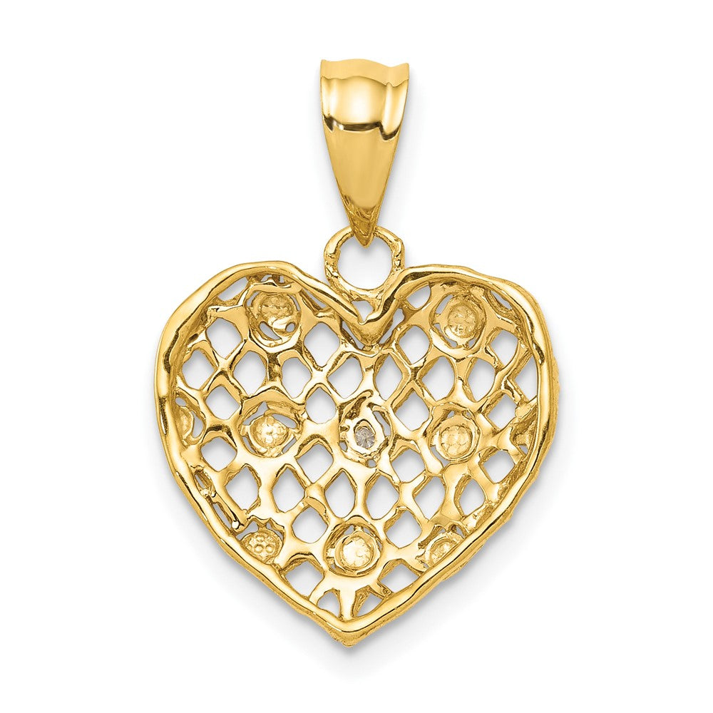 14k and White Rhodium 1/2pt Diamond Heart Pendant