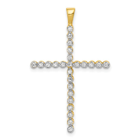 14k and Rhodium 1/4ct. Diamond Cross Pendant
