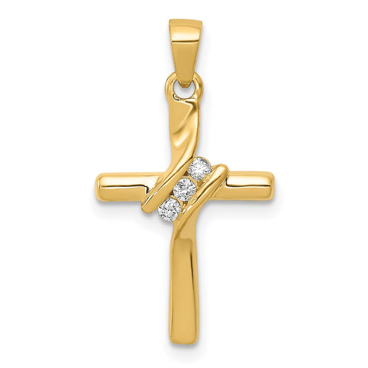 14k AA Diamond Cross Pendant