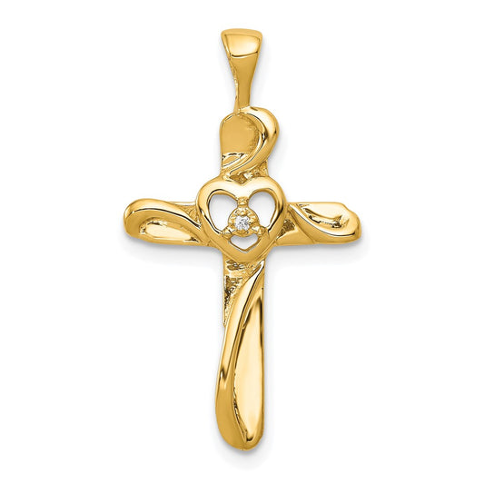 14k AA Diamond Cross Pendant