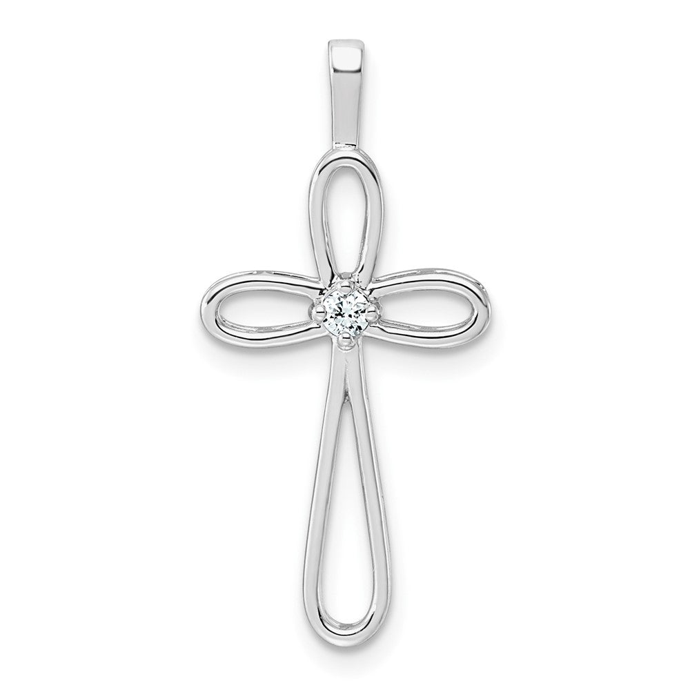 14k White Gold AA Diamond Cross Pendant